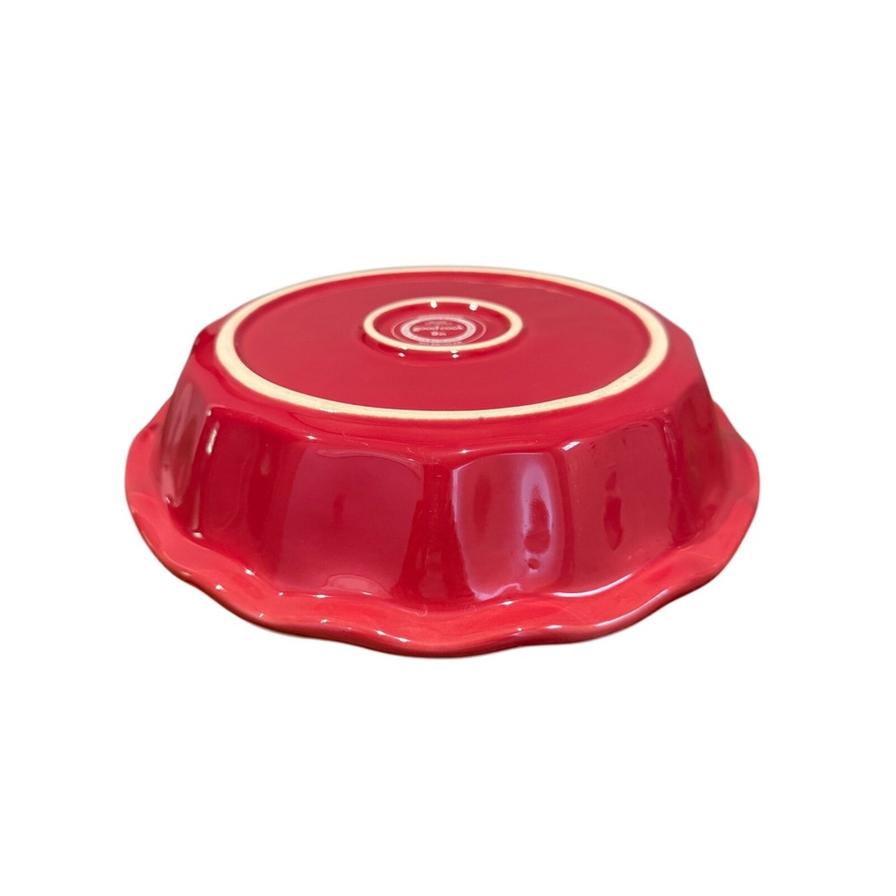 Good Cook Red Stoneware 9 Inch Pie Dish Fluted Scalloped Rim Ceramic Baking Pan